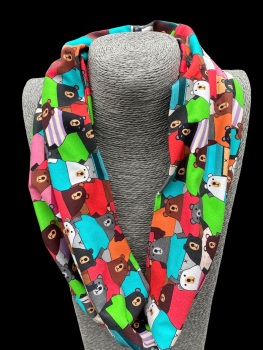 Multi Coloured Bears Jersey Cotton Infinity Scarf 