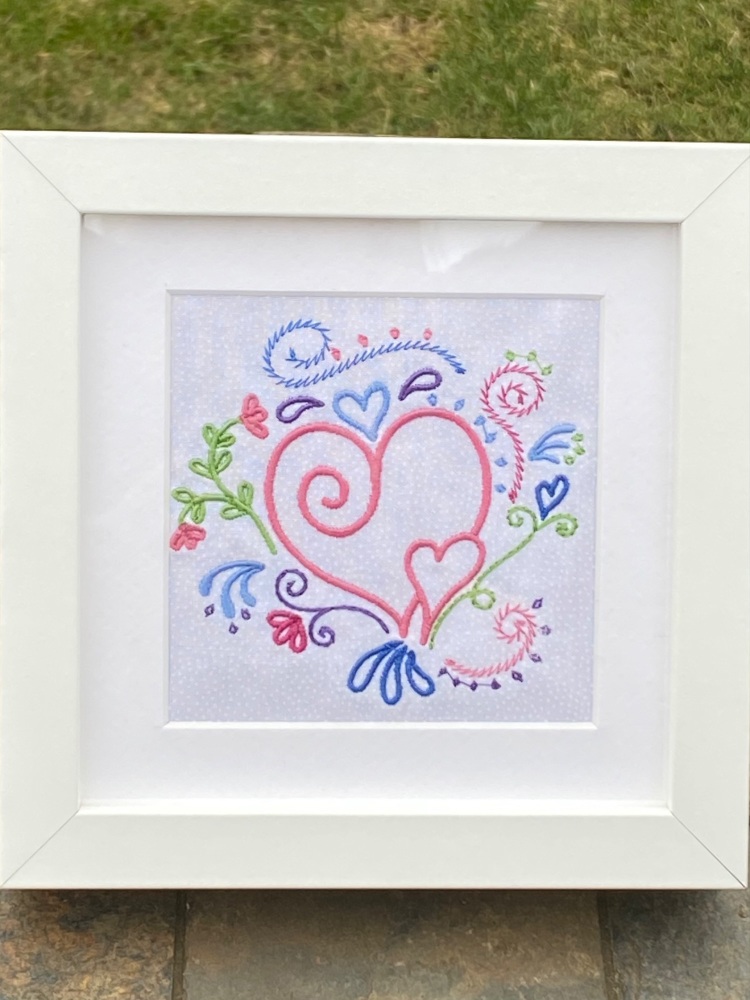 Framed Doodle Heart Embroidery 