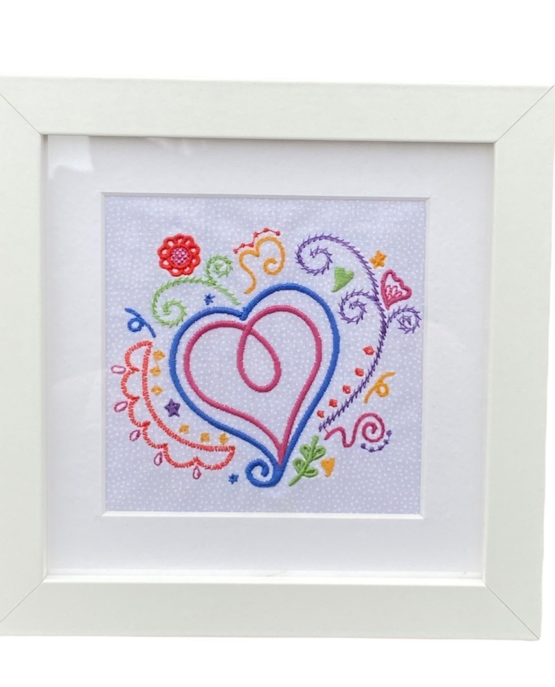 Framed Doodle Heart Embroidery 02