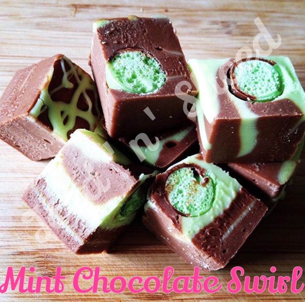 Mint Chocolate Swirl fudge pieces