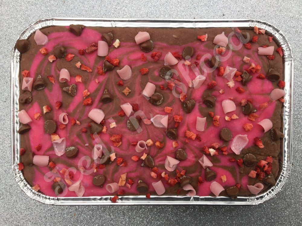 Chocolate Strawberry Swirl fudge tray 