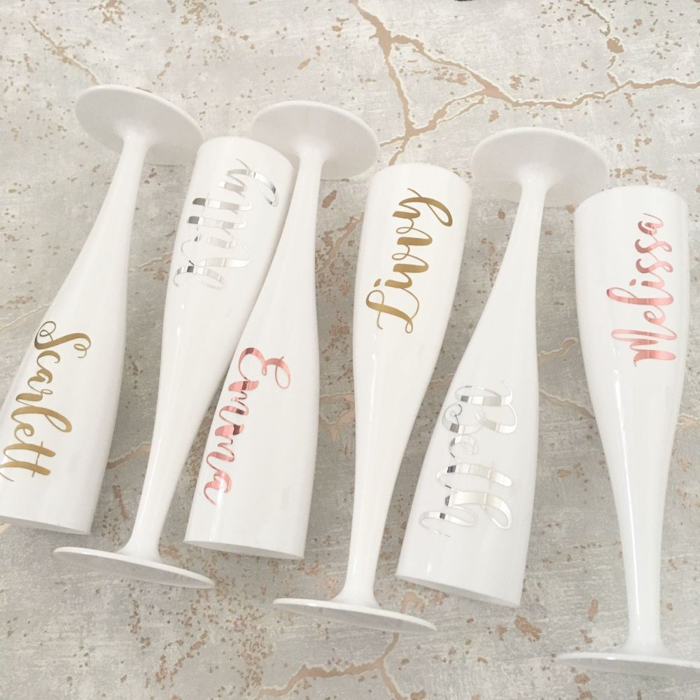 Pack of 5 White Champagne Flutes