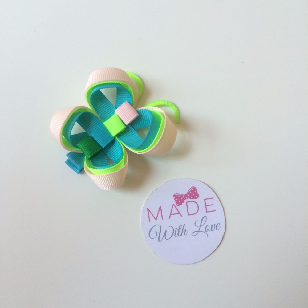Butterfly Clip - Lime Green, Pink & Blue