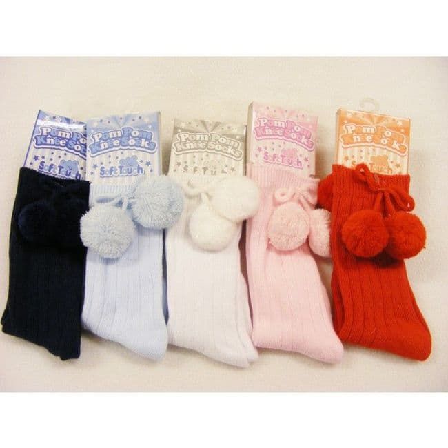 Pom Pom Soft Touch knee length socks