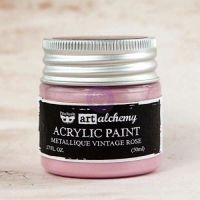 Prima Finnabair Art Alchemy Acrylic Paint - Metallique Vintage Rose