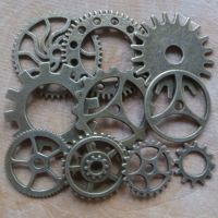 Steampunk Cogs & Gears Charms - Bronze (C106)