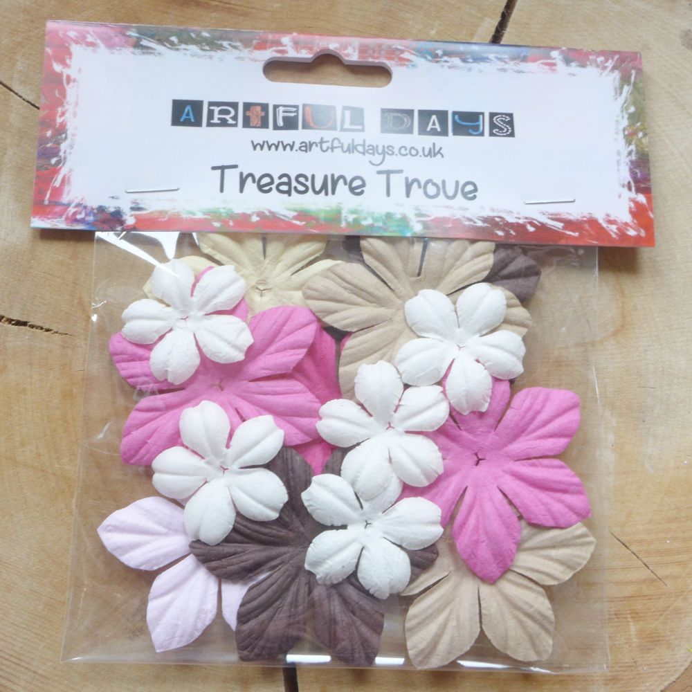 Paper Flowers Assorted Pinks/Naturals (F6049)