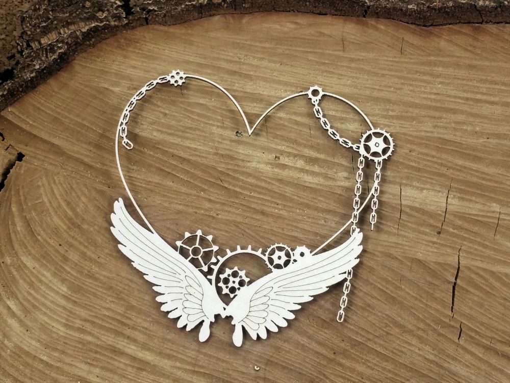 Steampunk Flying Hearts - Small Heart Frame (4753)