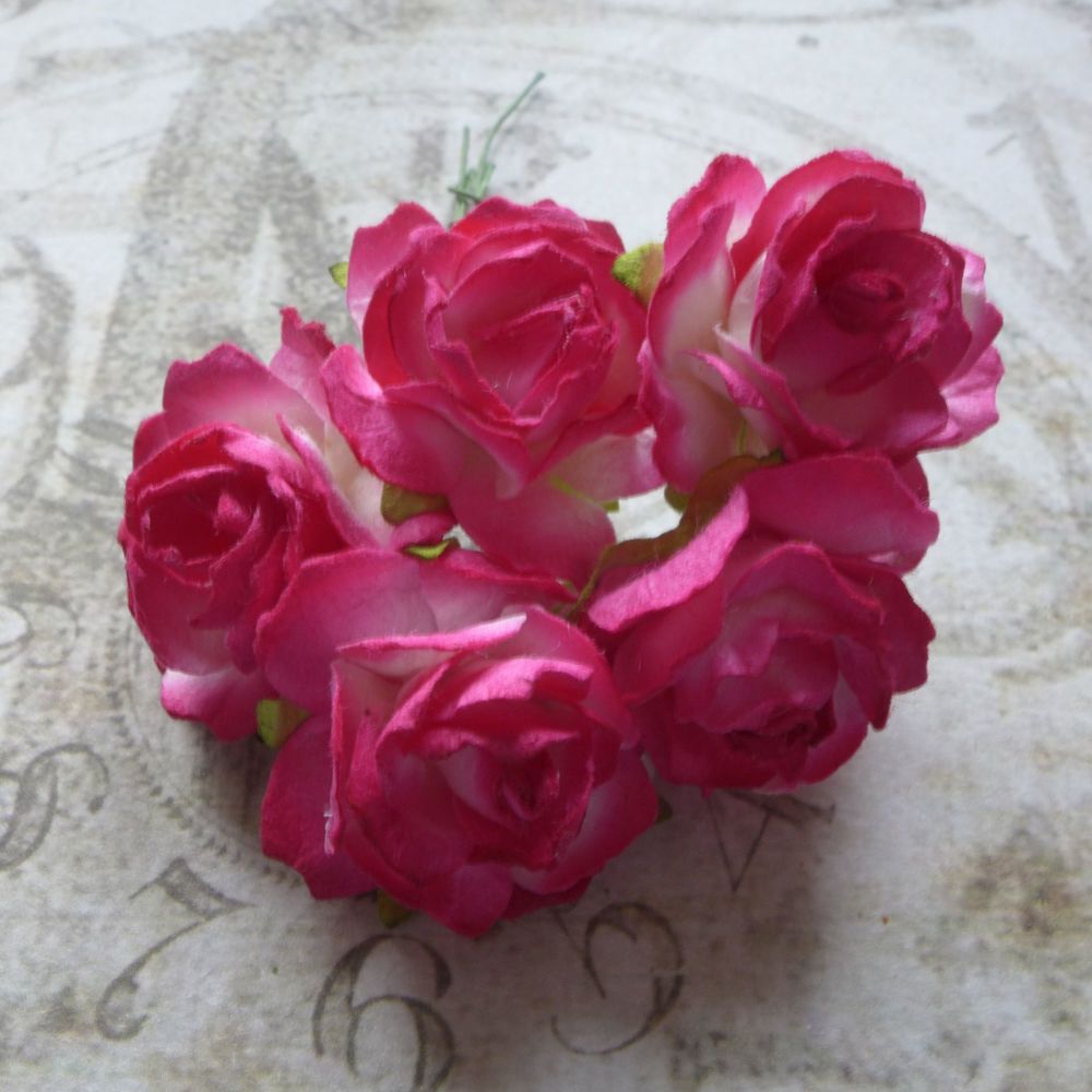 Puffy Mulberry Paper Roses ~ Hot Pink Blend (PF008)
