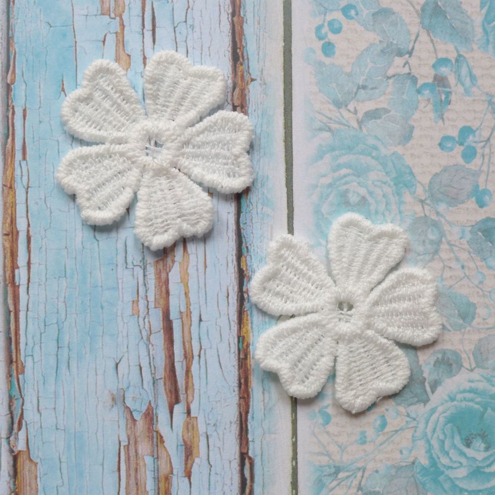 Lace Petal Flowers - White 02