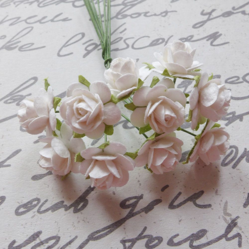 Mini Rose Flowers ~ White (PF036)