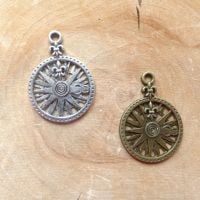Compass Charms Silver & Bronze (C097)