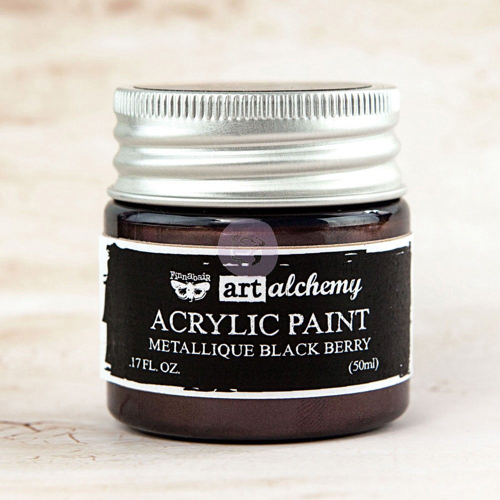 Prima Finnabair Art Alchemy Acrylic Paint - Metallique Black Berry