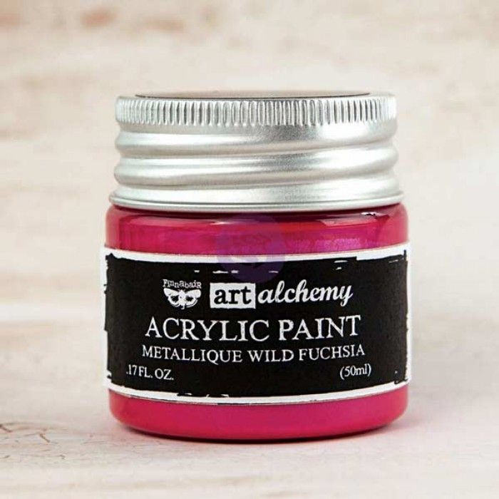 Prima Finnabair Art Alchemy Acrylic Paint - Metallique Wild Fuchsia