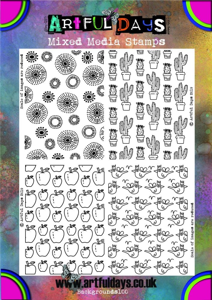 Artful Days Set of 4 Rubber Background Stamps - SAVE £7.00