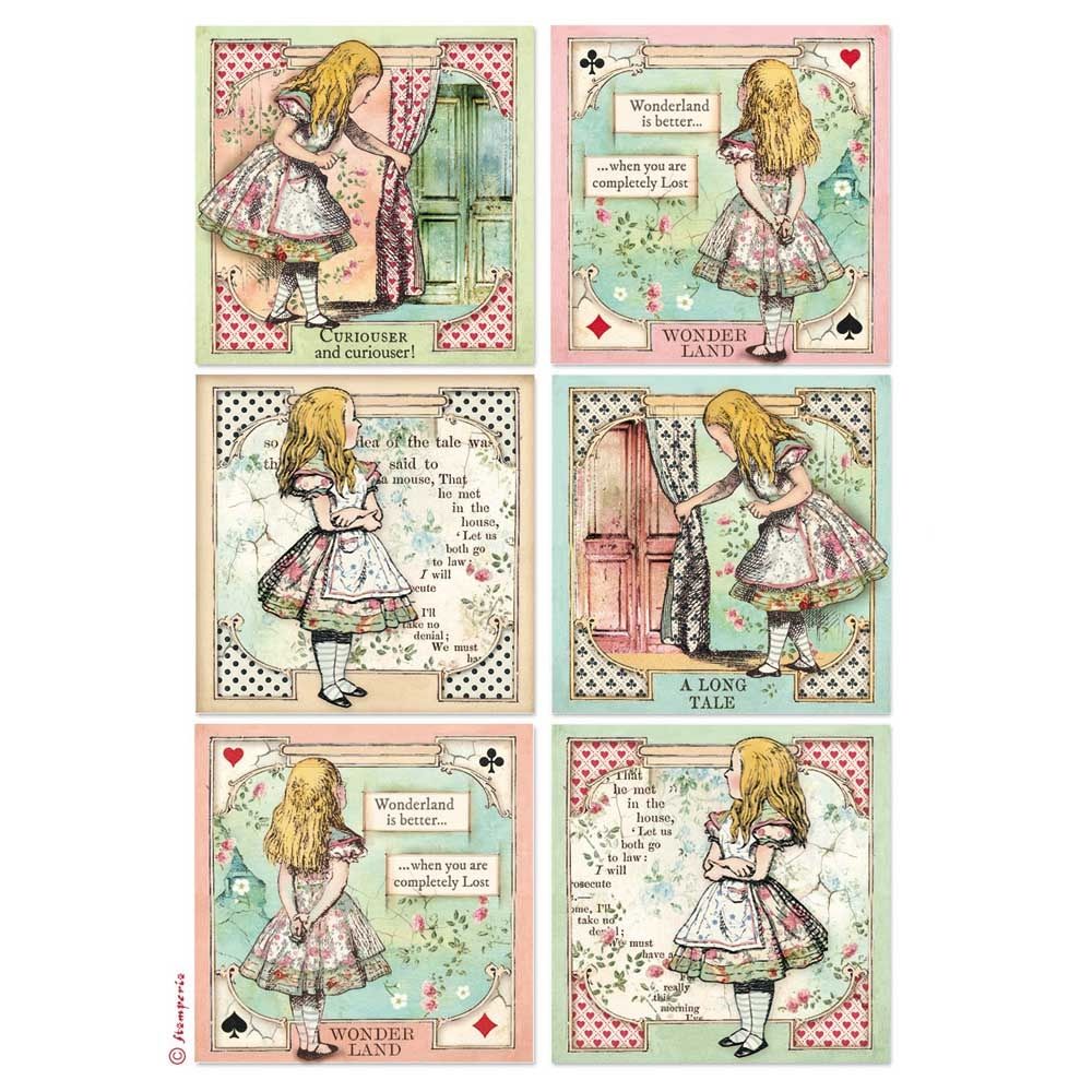 Stamperia Alice Cards A4  Rice Paper  (DFSA4382)