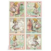 Stamperia Alice Cards A4  Rice Paper  (DFSA4382)