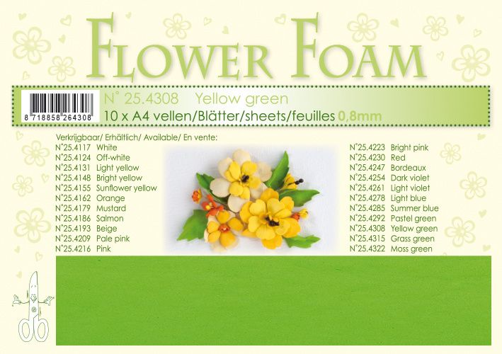 Leane Creatief Flower Foam Sheets 10 Pack A4  - Yellow Green