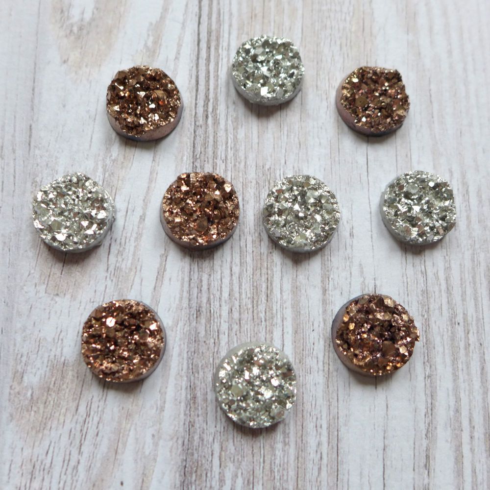 Bling - Sparkle Cabochons Silver & Antique Rose Gold (CA3030)