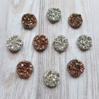 Bling - Sparkle Cabochons Silver & Antique Rose Gold (CA3030)