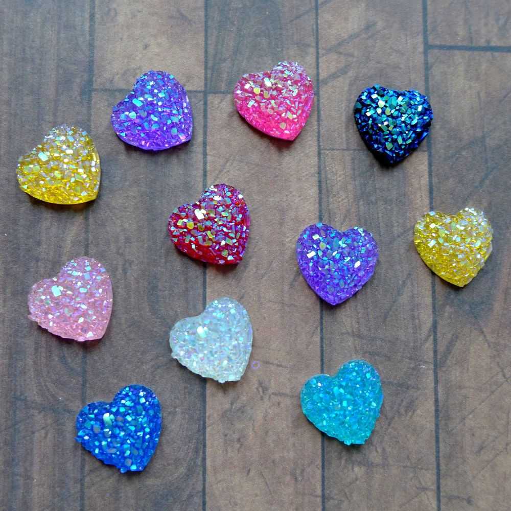 Bling - Heart Sparkles Mix Colour Cabochon (CA3006)