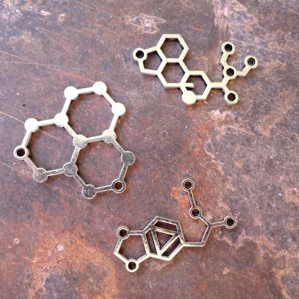 Silver Chemistry Molecule Charms (C030)