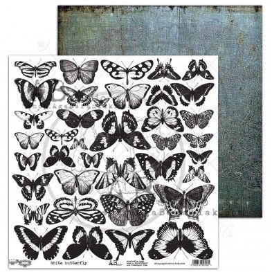 Elements - Scrapbooking Paper 12 x 12" - White Butterfly