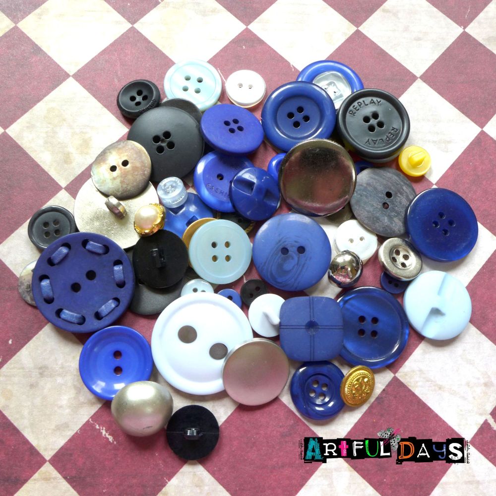 Assorted Blue & Metallic Buttons (E5014) 