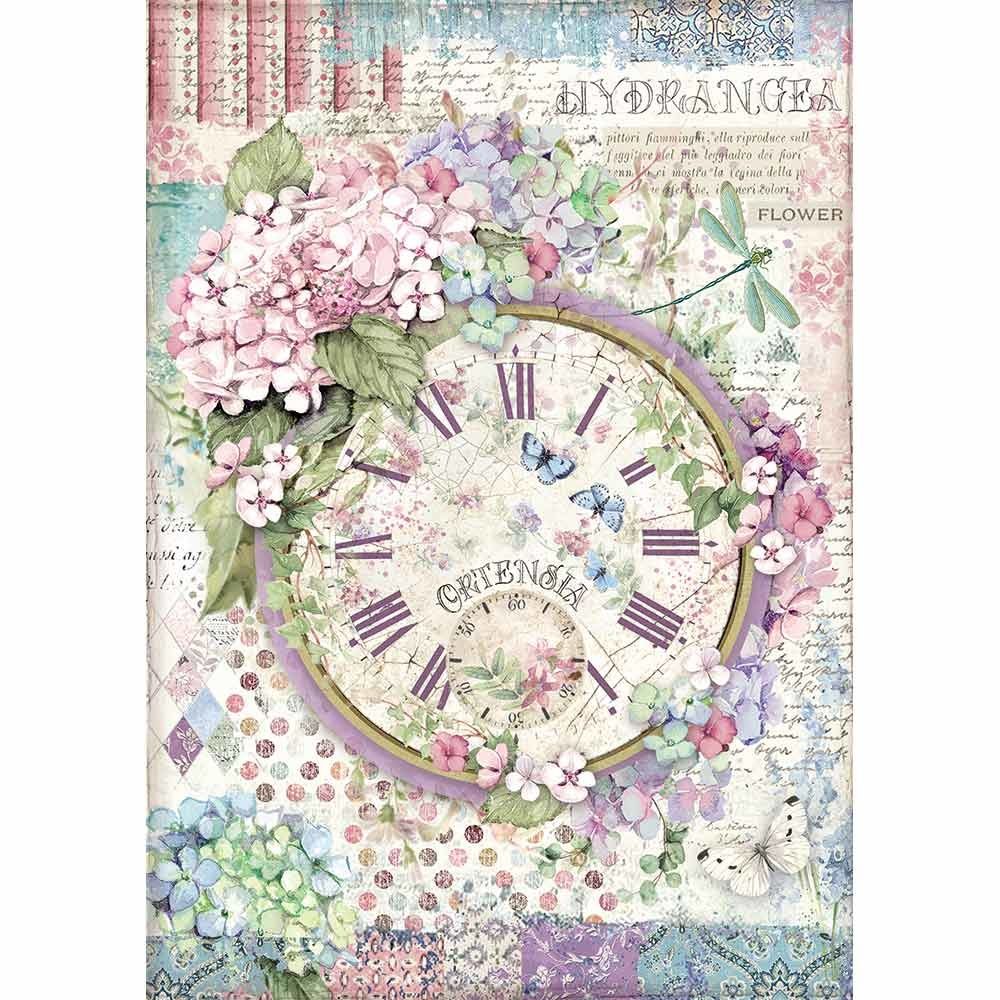 Stamperia Hortensia A4  Rice Paper Clock (DFSA4468)