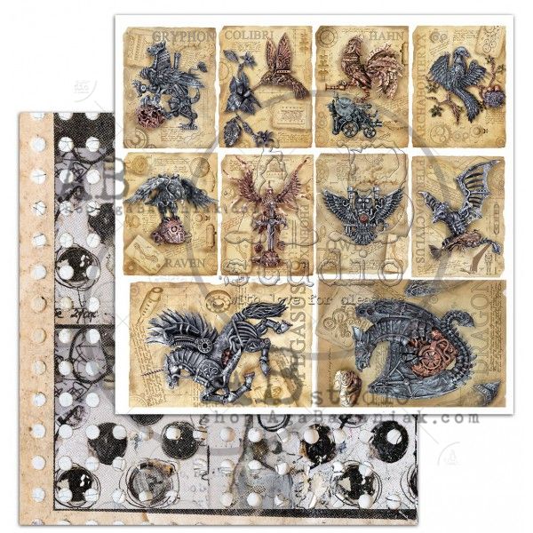Elements - Scrapbooking Paper 12 x 12" - Steampunk Cards
