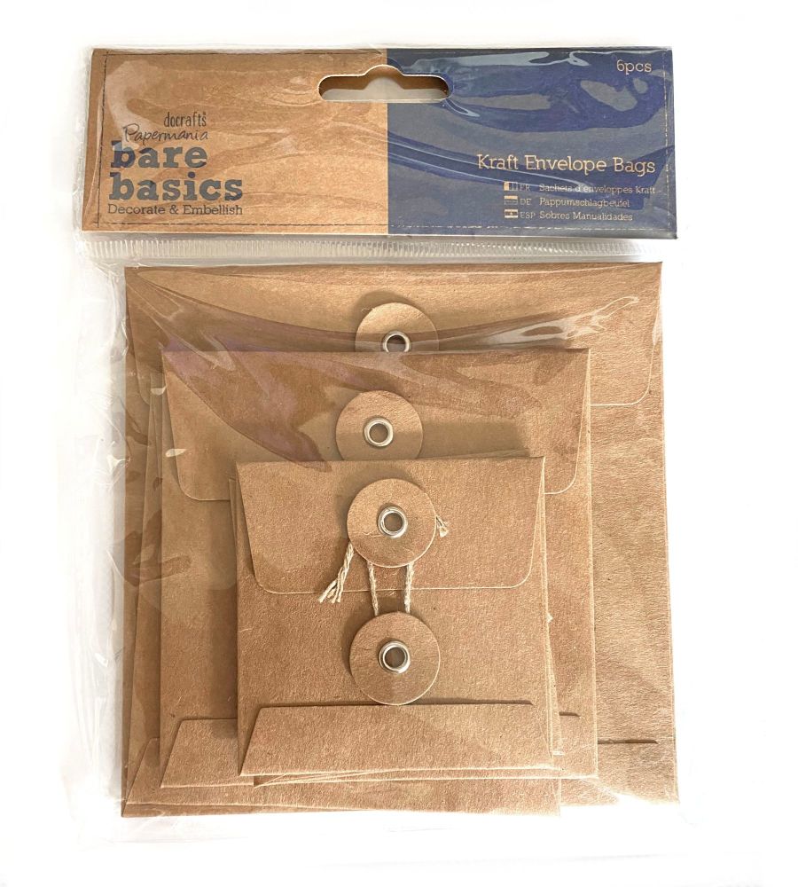 Papermania Bare Basics Kraft Envelope Bags Square Brown (6pcs) (PMA 174227