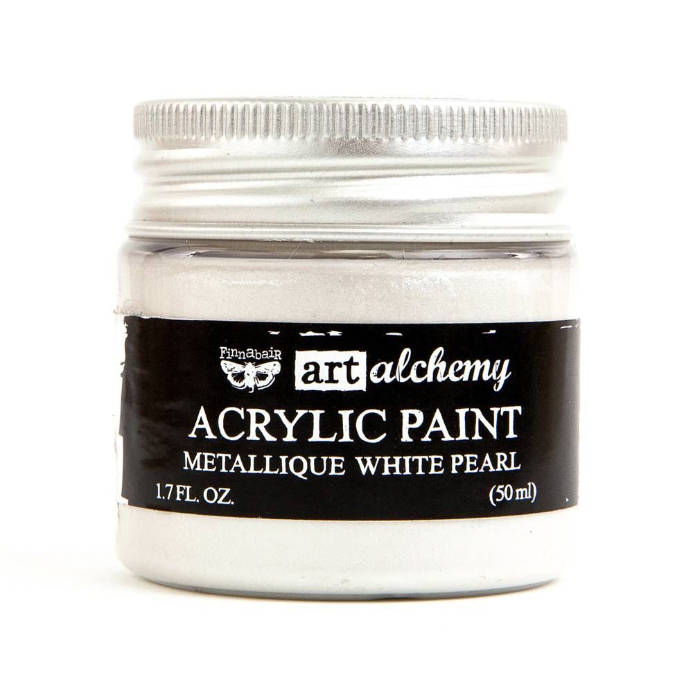 Prima Finnabair Art Alchemy Acrylic Paint - Metallique White Pearl (964436)