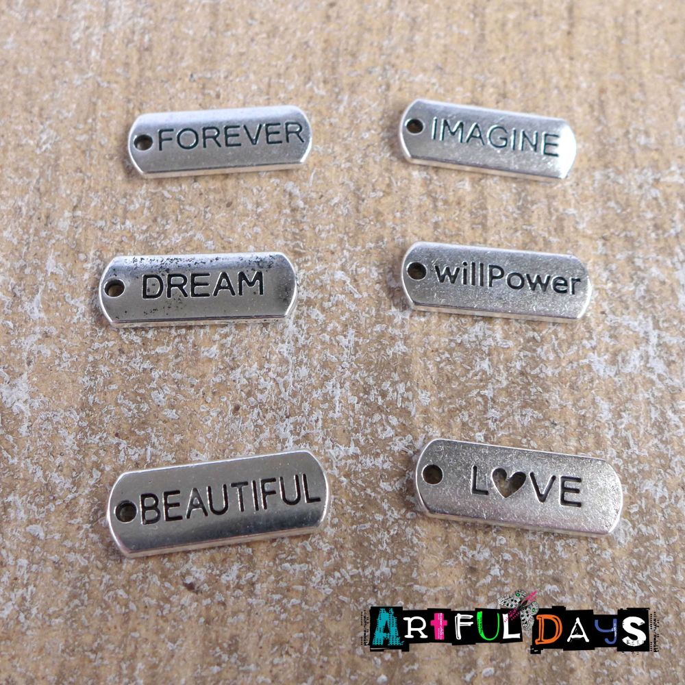 Set of 6 Word Charms (C171)