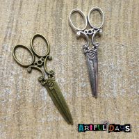 Two Pairs of Silver & Bronze Scissor Charms (C099)