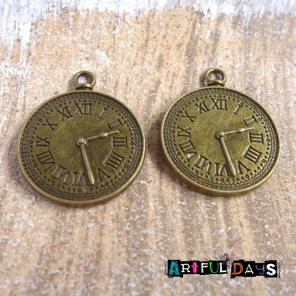 Pair of Bronze Pocket Watch Charms (C083)