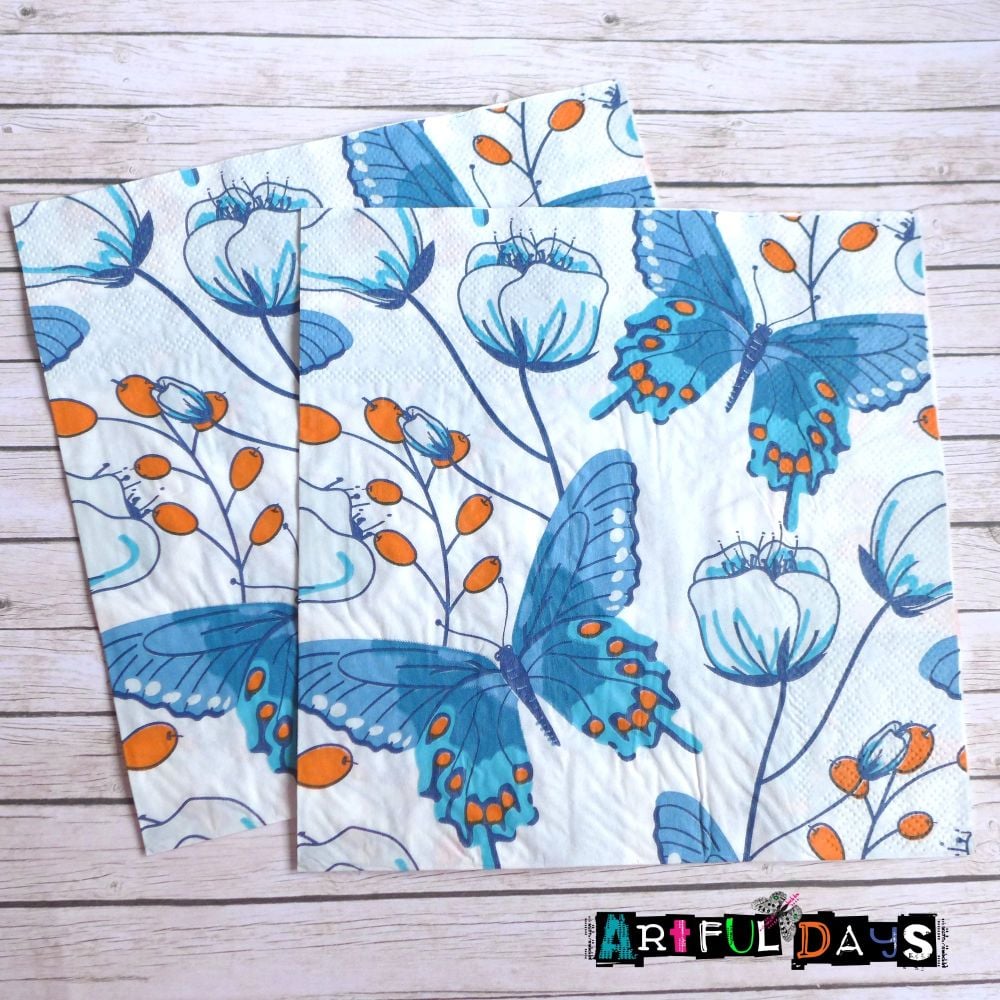 Paper Napkins - Blue Butterflies (PN010)