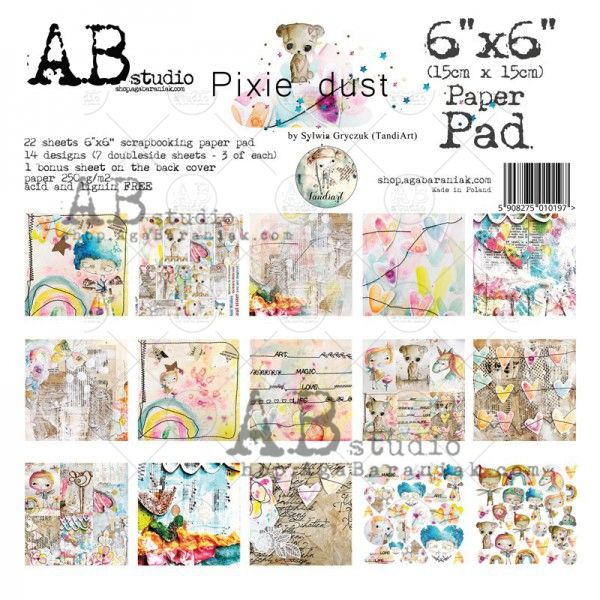 By TandiArt "Pixie dust" Scrapbooking Paper 6x6" Pad, 22 Sheets