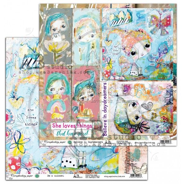 By Tandiart, Elements Scrapbooking Paper 12 x12 - Be a unicorn / Believe in