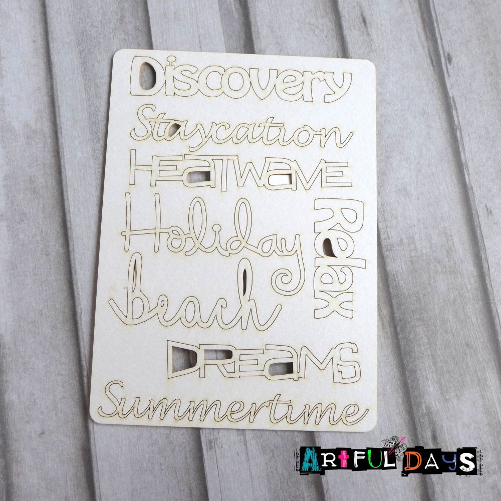 Artful Days Chipboard - A6 Set of Summer Words (ADC002)