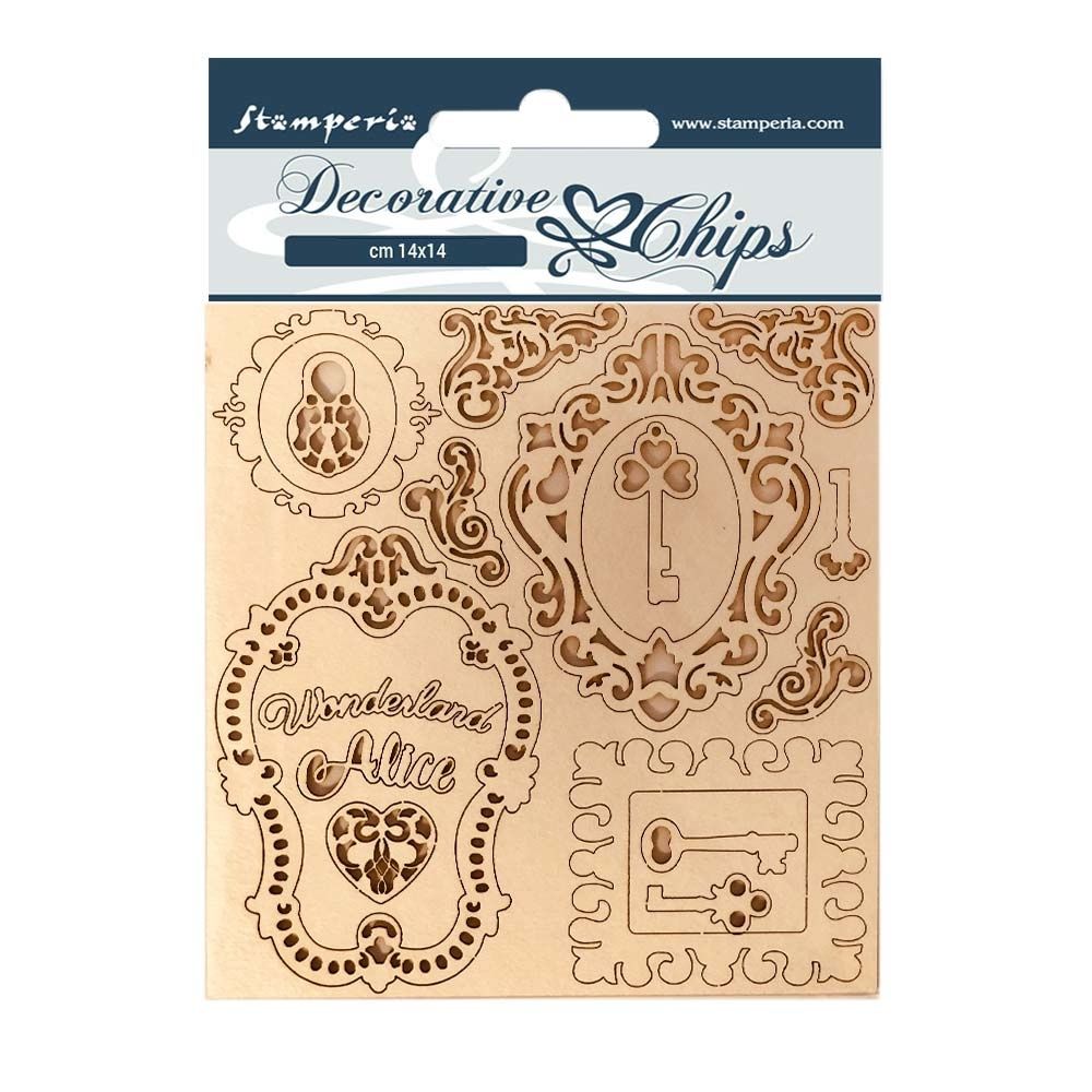 Stamperia Alice Decorative Chips Keys and Frames (SCB75)