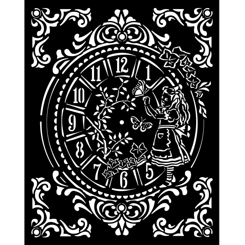 Stamperia Alice Through the Looking Glass Thick Stencil 20x25cm Clock (KSTD