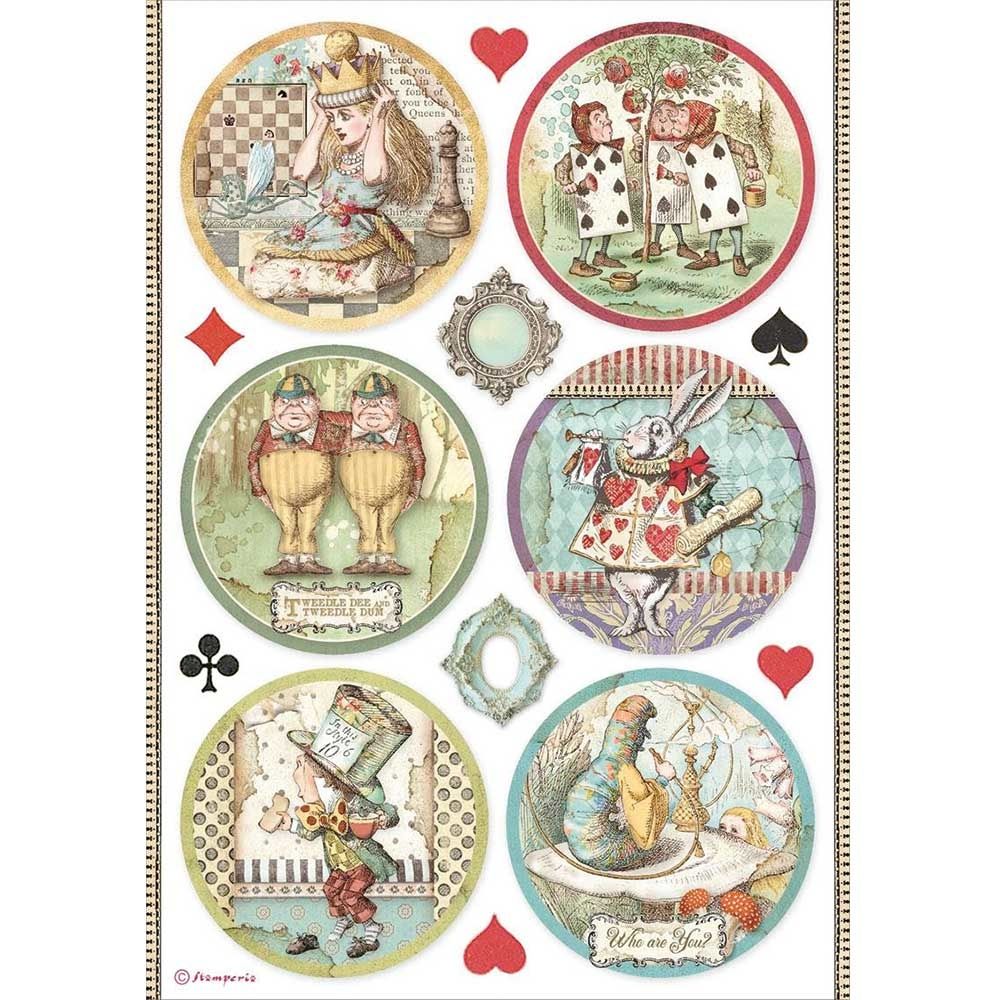 Stamperia Alice Through the Looking Glass A4  Rice Paper Rounds (DFSA4606)