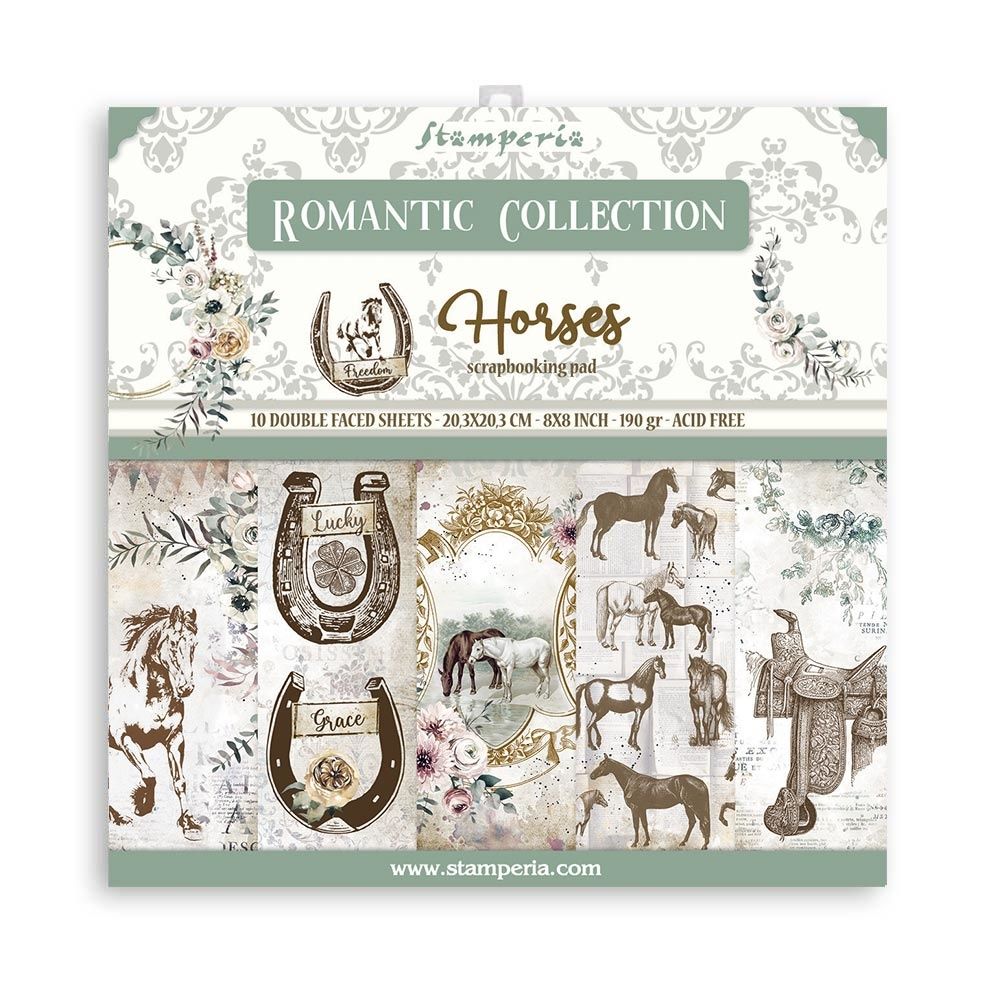 Stamperia Romantic Horses 8x8 Inch Paper Pack (SBBS39)