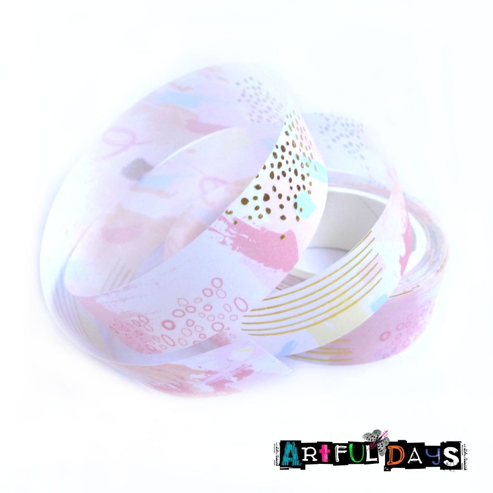 Pink Pattern Gold Foiled Washi Tape (W8021)