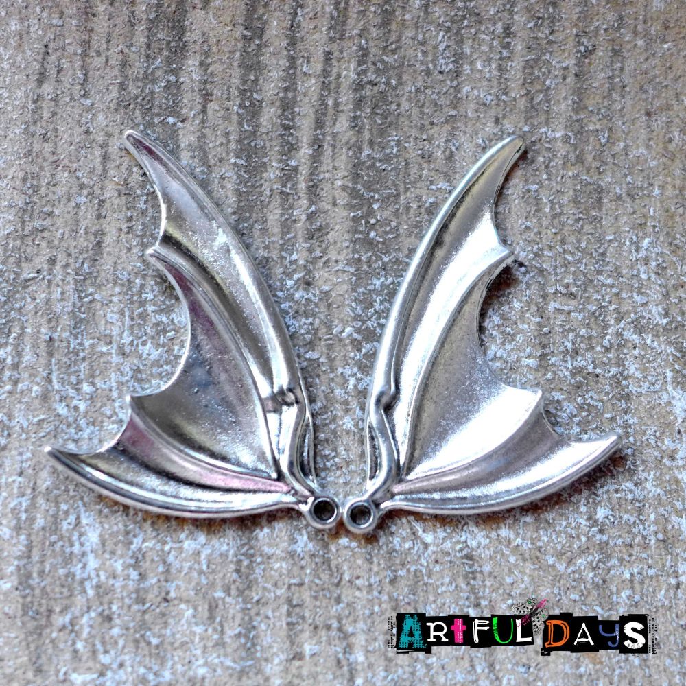 Pair of Silver Bat Wings 