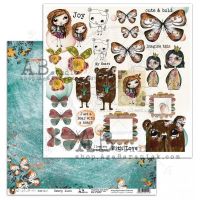 By Tandiart "Just a girl with a bear" Scrapbooking Paper 12 x12 Sheet 2 "Beary Much"