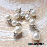 Silver & Pearl Mini Bauble Beads (E5012)