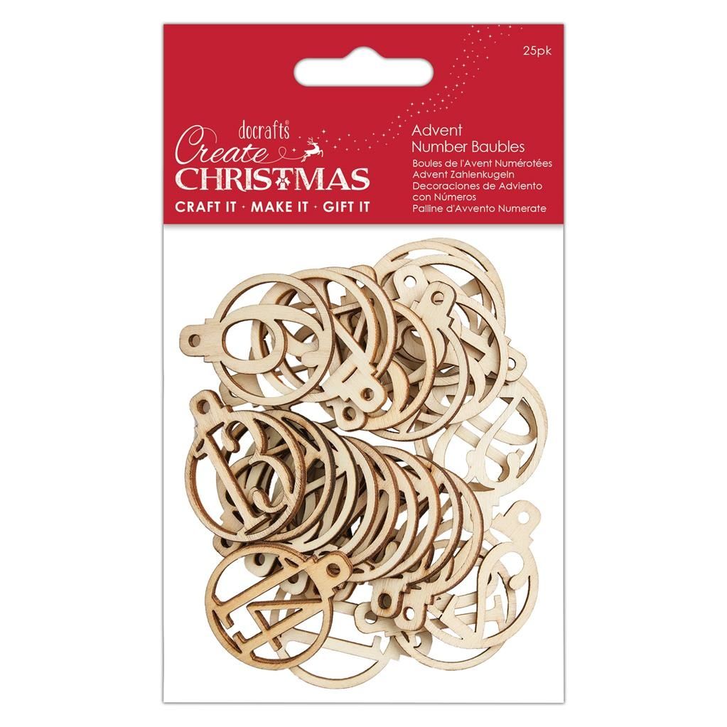 Papermania Create Christmas Advent Number Baubles Natural (25pcs) (PMA 174996)
