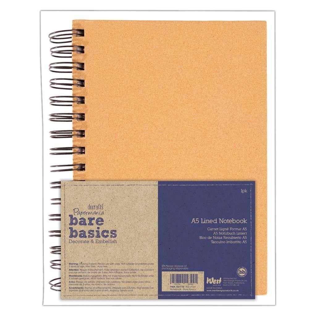 Papermania Bare Basics Lined Notebook A5 Kraft (PMA 101118)