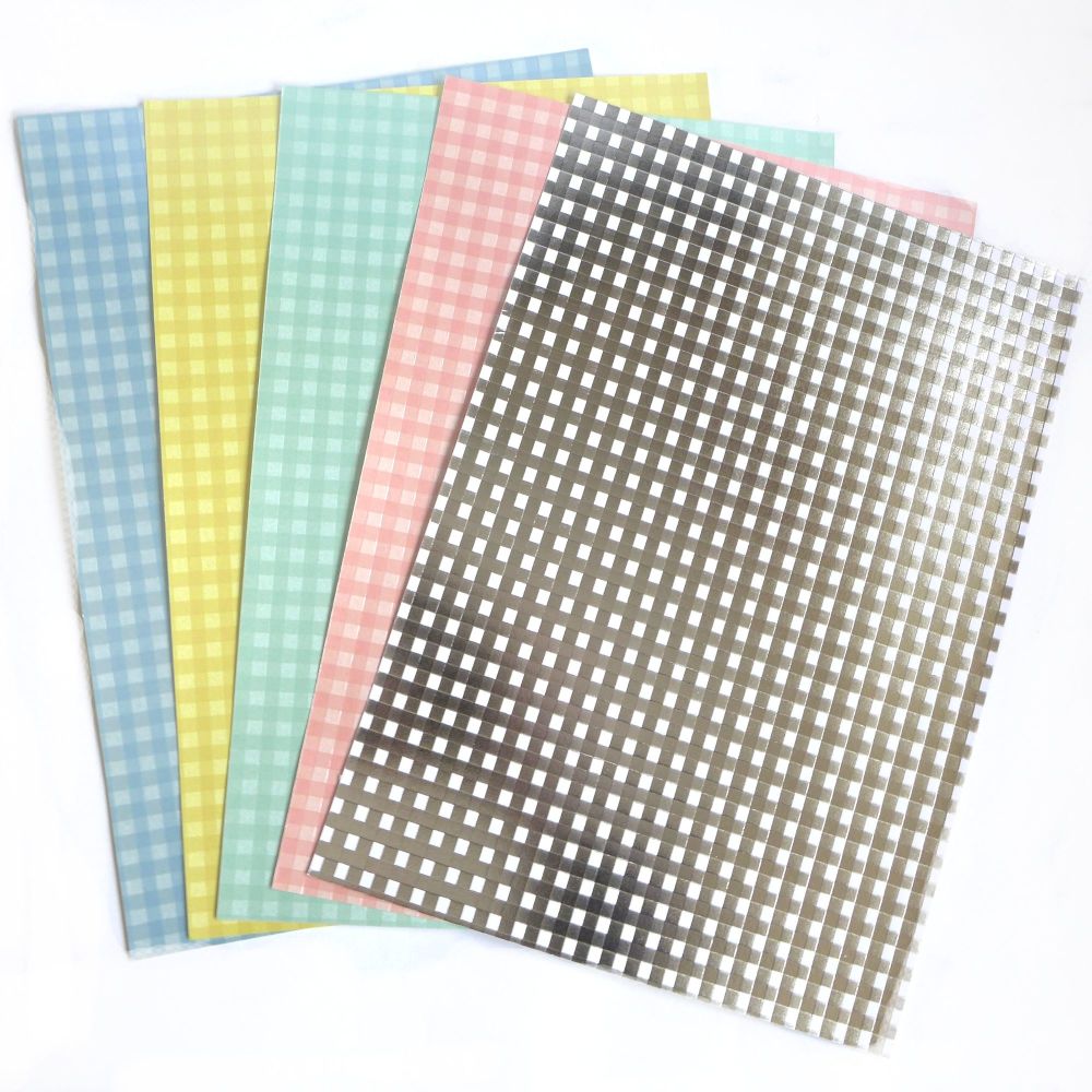 Pearl Foiled Checked Card A4 x 5 sheets